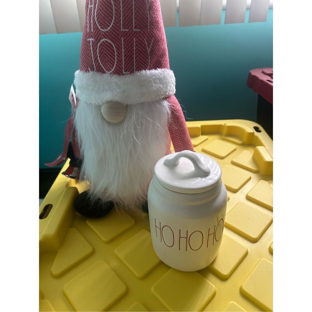 Rae Dunn Magenta Christmas White Ho Ho Ho 7” Red LL Small Baby Canister